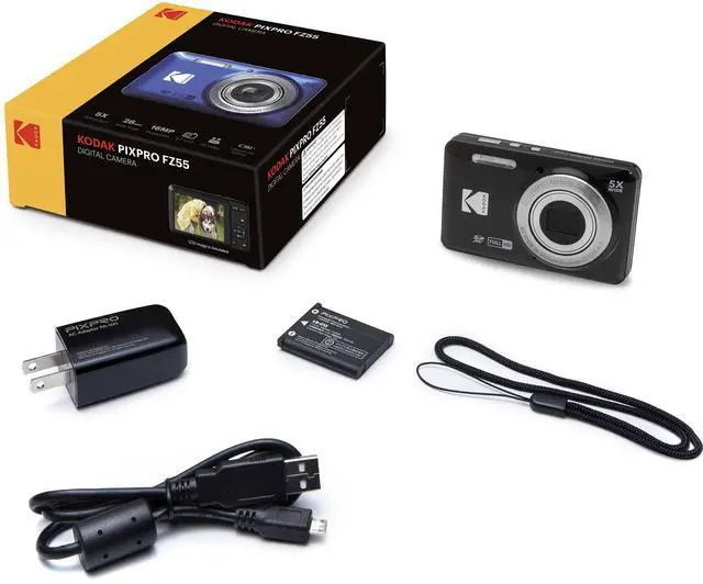 Alt view image 4 of 4 - Kodak PIXPRO FZ55 Black 16MP Digital Camera 5X Optical Zoom 28mm Wide Angle 1080P Full HD Video 2.7" LCD Camera + 64GB Card and Reader + Memory Wallet