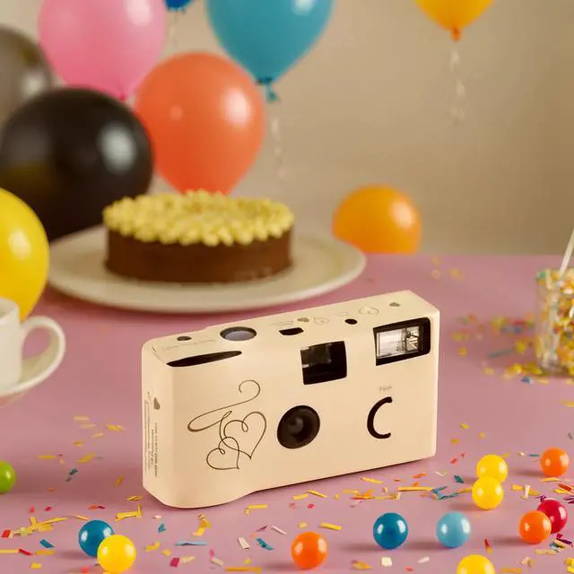 Alt view image 3 of 4 - Disposable Camera with Flash - Single Use 35mm Film Camera for Wedding or Party Favors - Gold Enchanted Hearts (10 Pack)