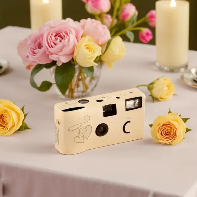 Alt view image 4 of 4 - Disposable Camera with Flash - Single Use 35mm Film Camera for Wedding or Party Favors - Gold Enchanted Hearts (10 Pack)
