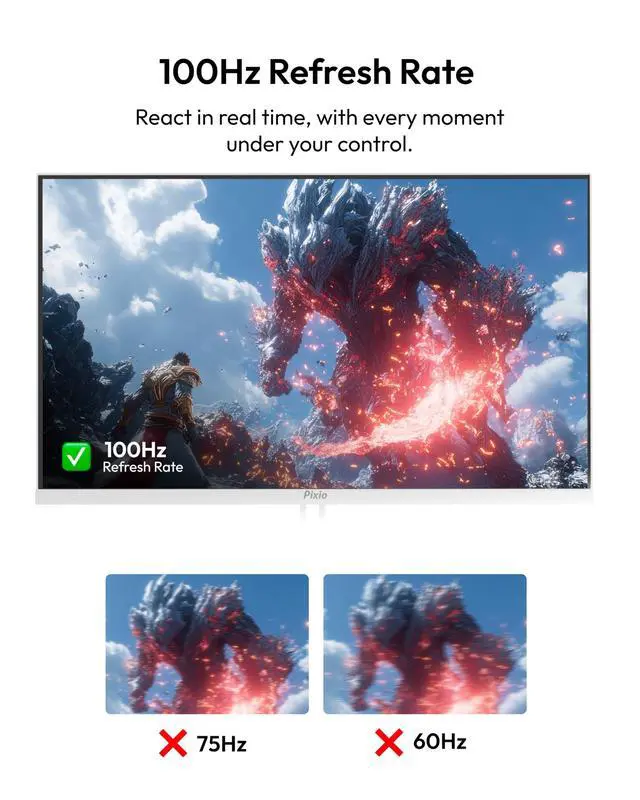 Alt view image 3 of 4 - PX275 Wave White 27 inch 100Hz Refresh Rate QHD 1440p Resolution IPS Panel 1ms MPRT Response Time Gaming Monitor with Adaptive Sync