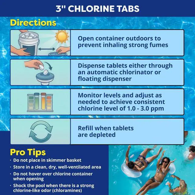 Alt view image 5 of 6 - Shock and Chlorine Bundle for Sanitizing Swimming Pools Includes 6 x 1 Pound Bags of 68% Cal-Hypo Pool Shock and 10 Pound Bucket of 3 Inch Stabilized Chlorine Tablets