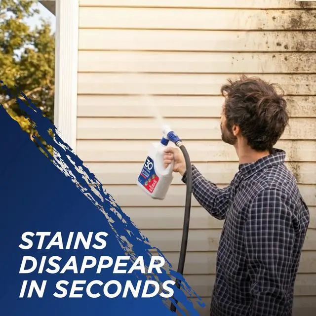 Alt view image 3 of 6 - Outdoor Cleaner | Cleans Moss Stains from House, Vinyl Siding, Deck, Patio, Fence - 3 Capped Bottles, 1 Hose End Spray Attachment (64 Fl Oz (Pack of 3)