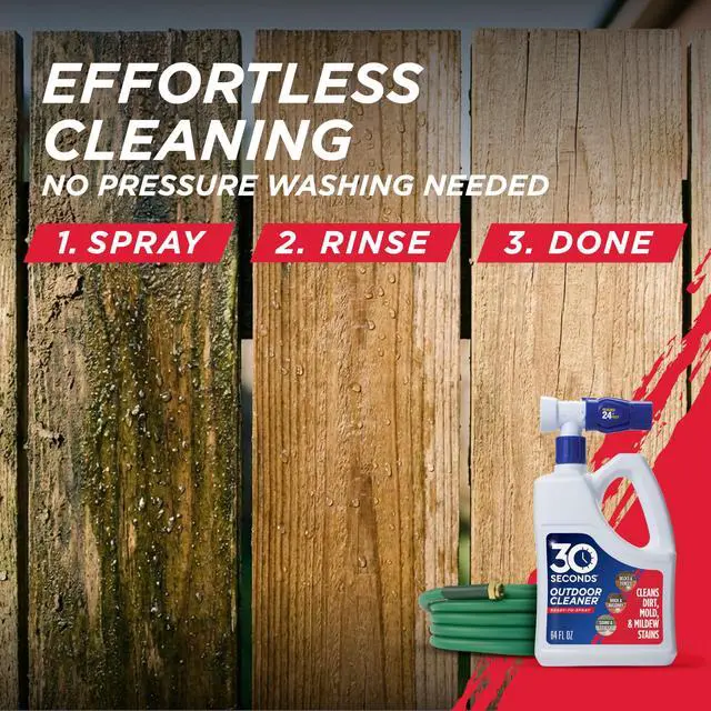 Alt view image 4 of 6 - Outdoor Cleaner | Cleans Moss Stains from House, Vinyl Siding, Deck, Patio, Fence - 3 Capped Bottles, 1 Hose End Spray Attachment (64 Fl Oz (Pack of 3)