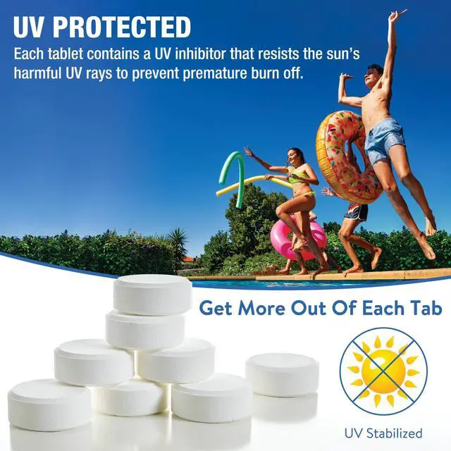 Alt view image 4 of 6 - Dohenys 3-Inch Stabilized Chlorine Tablets for Sanitizing Swimming Pools | 99% Pure Tri-Chlor, 90% Available Chlorine | Long-Lasting, UV-Protected, Slow-Dissolving | Individually Wrapped 25lb Bucket