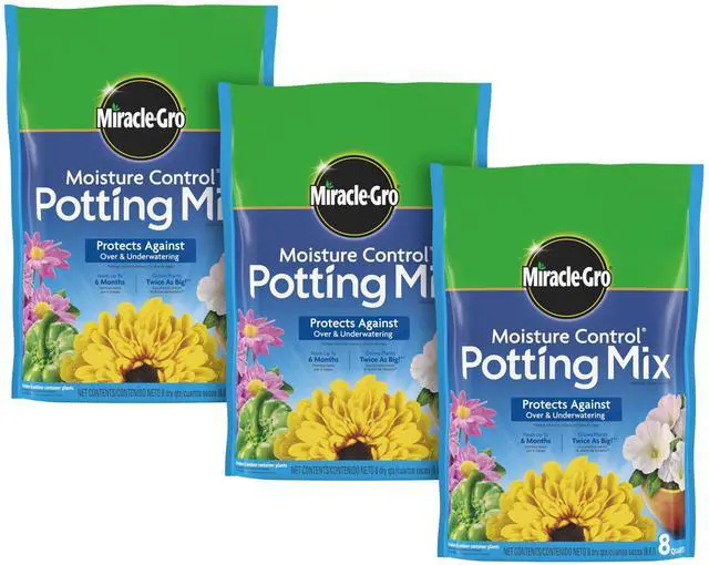 Main image of Moisture Control Potting Mix - Plant Soil For Container Plants, Protects against Over- and Under-Watering, 8 qt. (3-Pack)