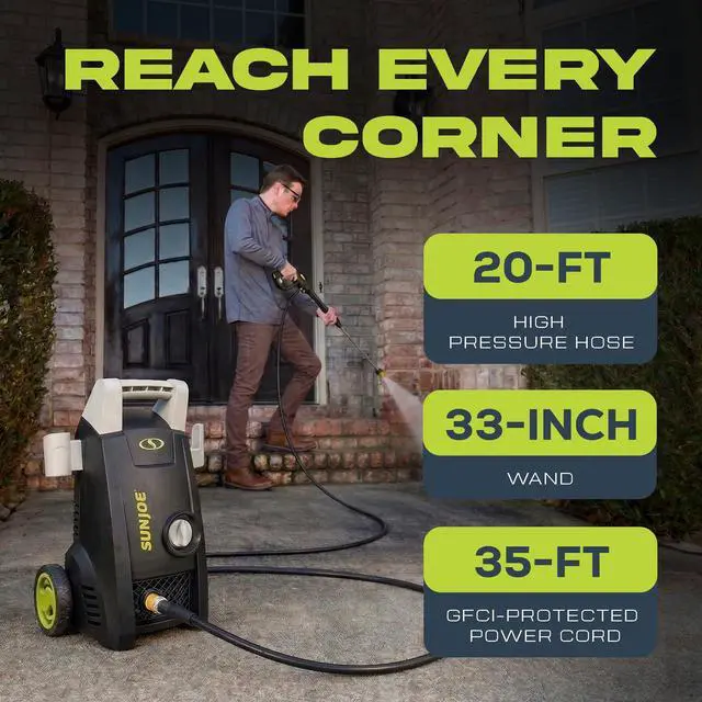 Alt view image 3 of 6 - Electric Pressure Washer with 11-Amp Motor and 1.1 GPM, SPX1000 - Portable Water Cleaner with Adjustable Spray Wand for Car, Garden, and Patio Washing and Cleaning