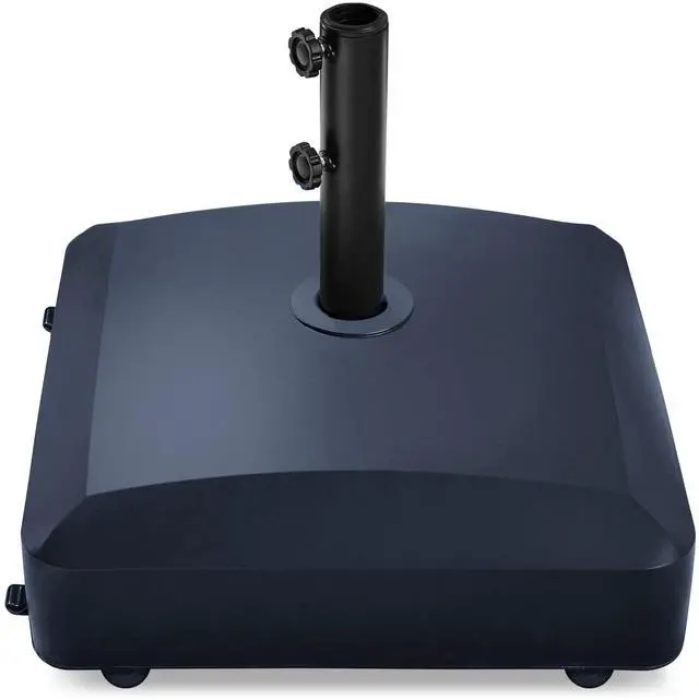 Main image of 123lb Capacity Fillable Mobile Umbrella Base Heavy Duty Market Stand for Patio, Deck, Poolside w/ 4 Wheels, 2 Locks, 2 Knobs, Wind-Resistant Design - Navy Blue