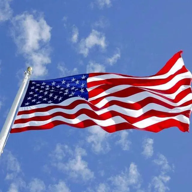 Alt view image 2 of 6 - American Flag, Made in USA, Embroidered Stars, Sewn Stripes and Brass Grommets. Fade Resistant, Heavy Duty, Long Lasting Nylon for Outdoor Durability (6x10 ft)