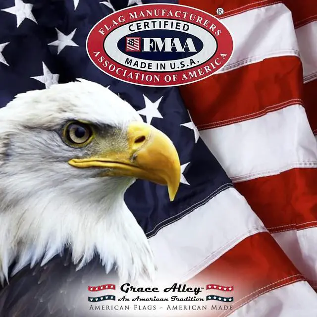 Alt view image 4 of 6 - American Flag, Made in USA, Embroidered Stars, Sewn Stripes and Brass Grommets. Fade Resistant, Heavy Duty, Long Lasting Nylon for Outdoor Durability (6x10 ft)