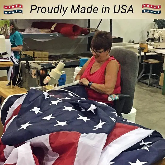 Alt view image 6 of 6 - American Flag, Made in USA, Embroidered Stars, Sewn Stripes and Brass Grommets. Fade Resistant, Heavy Duty, Long Lasting Nylon for Outdoor Durability (6x10 ft)