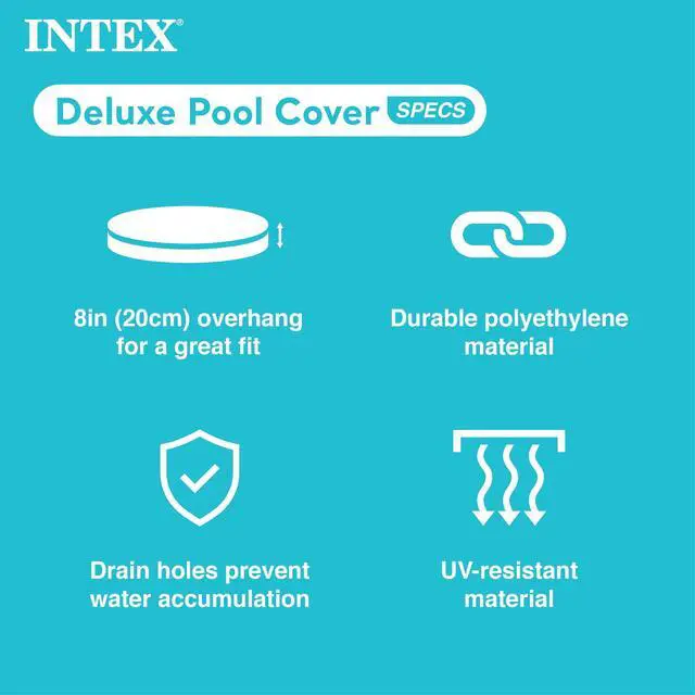 Alt view image 3 of 6 - 28041E Deluxe Pool Cover: for 18ft Round Ultra XTR Pools Includes Rope Tie UV-Resistant 8in Overhang Snug Fit