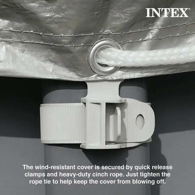 Alt view image 5 of 6 - 28041E Deluxe Pool Cover: for 18ft Round Ultra XTR Pools Includes Rope Tie UV-Resistant 8in Overhang Snug Fit