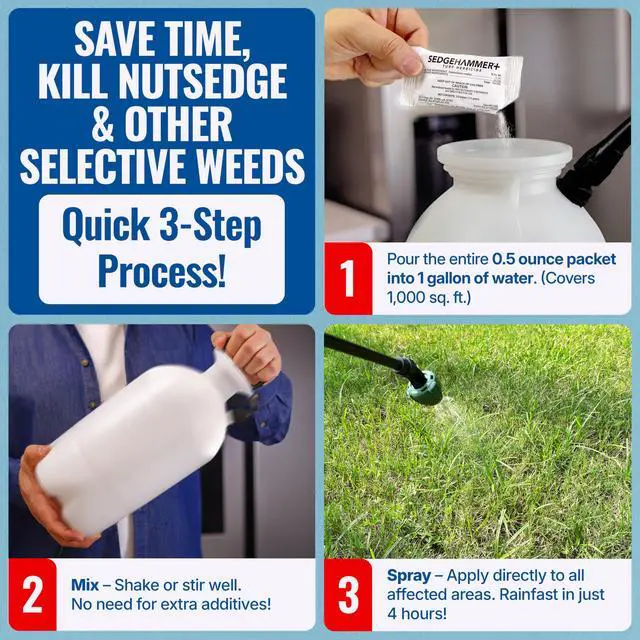 Alt view image 6 of 6 - Plus Turf Herbicide - Purple & Yellow Nutsedge Killer for Lawns with Pre-Mixed Surfactant - Lawn & Pet Safe Weed Killer Mix for Residential Use (6)
