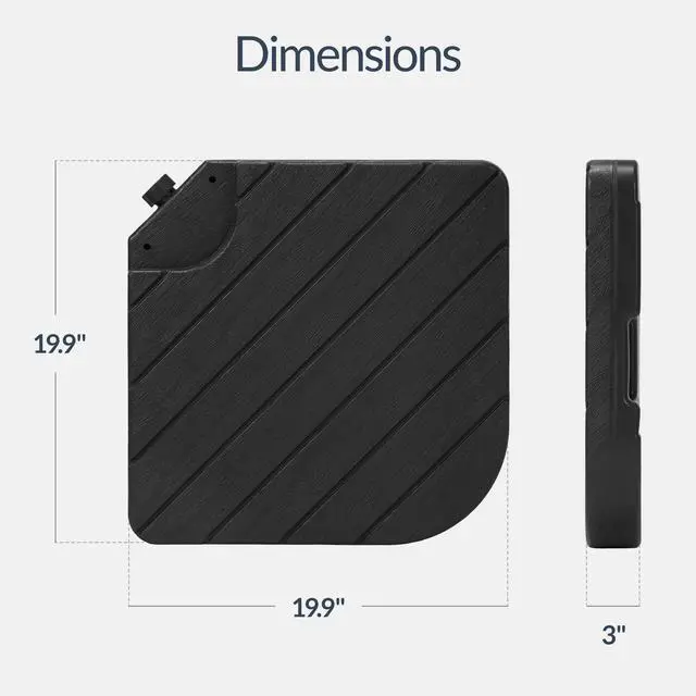Alt view image 2 of 6 - 4-Piece Cantilever Offset Patio Umbrella Base Weight Set, Heavy-Duty Fillable Stand Plates for Water or Sand, Easy-Fill Spouts, Wood Grain Finish - Black