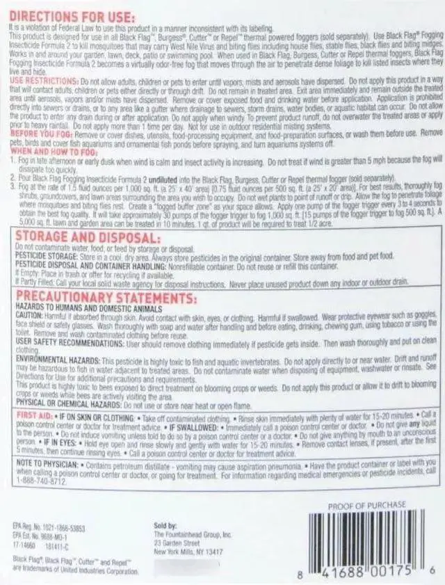 Alt view image 3 of 3 - Outdoor Fogging Insecticide, 64 oz, Pack of 3