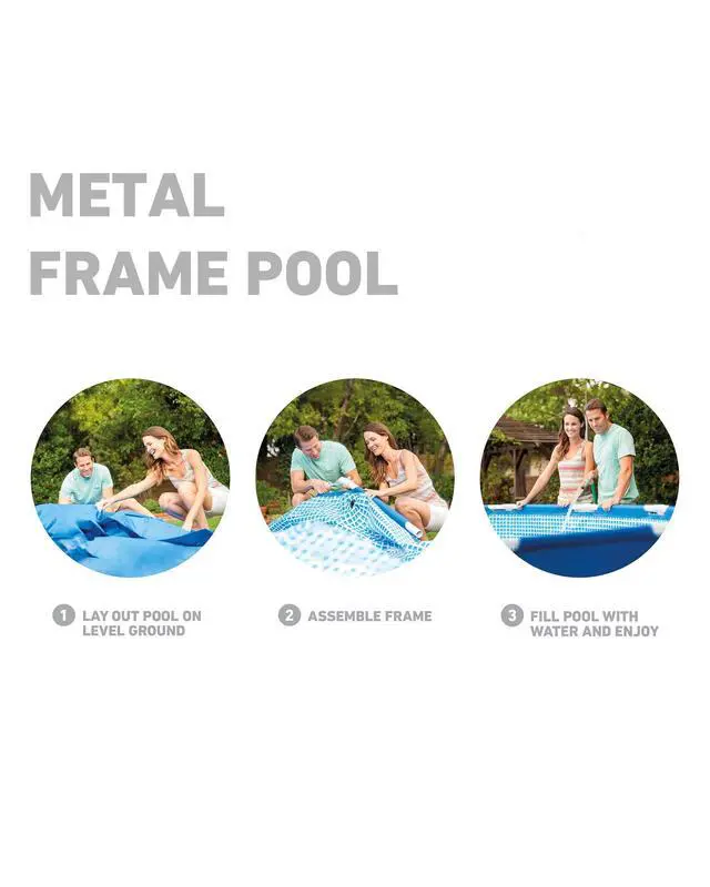 Alt view image 5 of 6 - 28205EH Metal Frame Above Ground Swimming Pool: 8ft x 20in Puncture-Resistant Material Easy Assemble Rust Resistant 483 Gallon Capacity