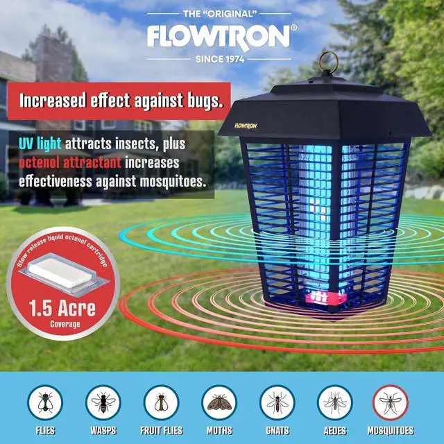 Alt view image 3 of 6 - Bug Zapper, 1-1/2 Acre of Outdoor Coverage with Powerful 80W Bulb & 5600V Instant Killing Grid, Electric Insect, Fly & Mosquito Zapper, Made in The USA