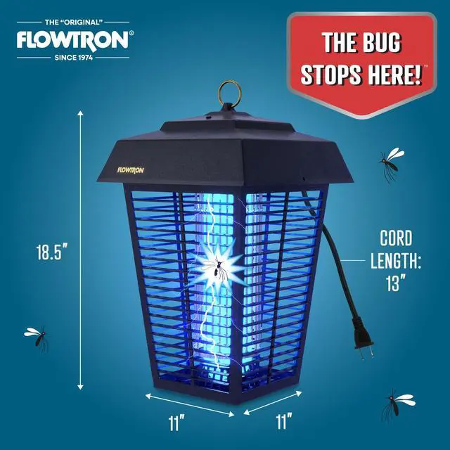Alt view image 6 of 6 - Bug Zapper, 1-1/2 Acre of Outdoor Coverage with Powerful 80W Bulb & 5600V Instant Killing Grid, Electric Insect, Fly & Mosquito Zapper, Made in The USA