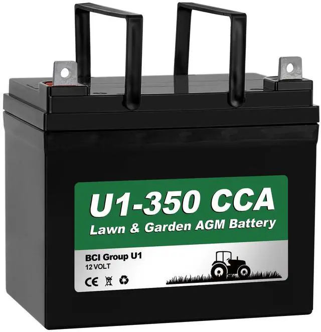 Main image of Lawn Garden AGM Battery, 12V 350CCA BCI Group U1 SLA Starting Battery for Lawn, Tractors and Mowers, Compatible with John Deere, Toro, Cub Cadet, and Craftsman