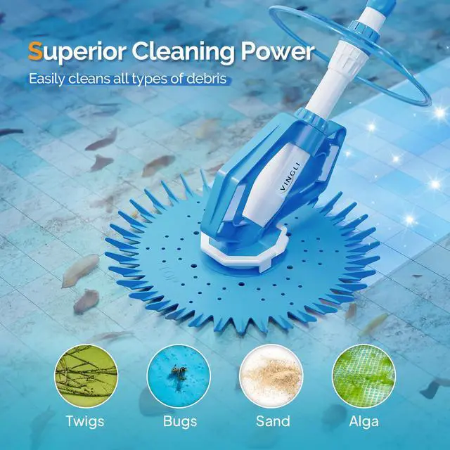 Alt view image 2 of 6 - Pool Vacuum Cleaner Automatic Sweeper Swimming Pool Creepy Crawler Vacuum with 33FT Hoses (Light Blue&White)