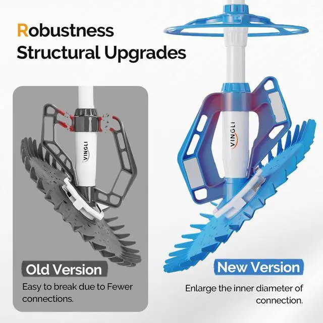 Alt view image 3 of 6 - Pool Vacuum Cleaner Automatic Sweeper Swimming Pool Creepy Crawler Vacuum with 33FT Hoses (Light Blue&White)