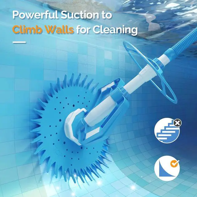Alt view image 4 of 6 - Pool Vacuum Cleaner Automatic Sweeper Swimming Pool Creepy Crawler Vacuum with 33FT Hoses (Light Blue&White)