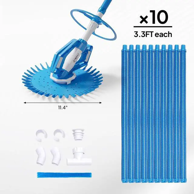 Alt view image 5 of 6 - Pool Vacuum Cleaner Automatic Sweeper Swimming Pool Creepy Crawler Vacuum with 33FT Hoses (Light Blue&White)