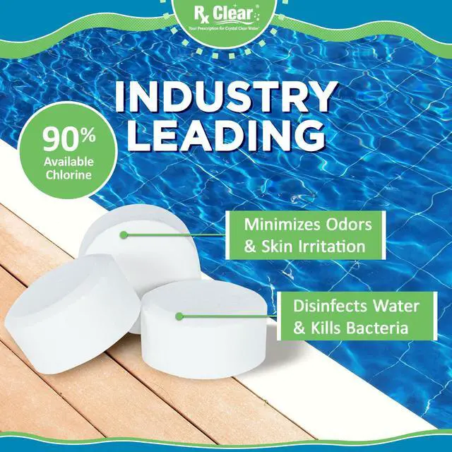 Alt view image 4 of 6 - 1" Inch Chlorine Tabs | 15 Pounds | Use Tablets as Bactericide, Algaecide, & Disinfectant in Swimming Pools | Stabilized, Long Lasting, Slow Dissolving, & UV Protected