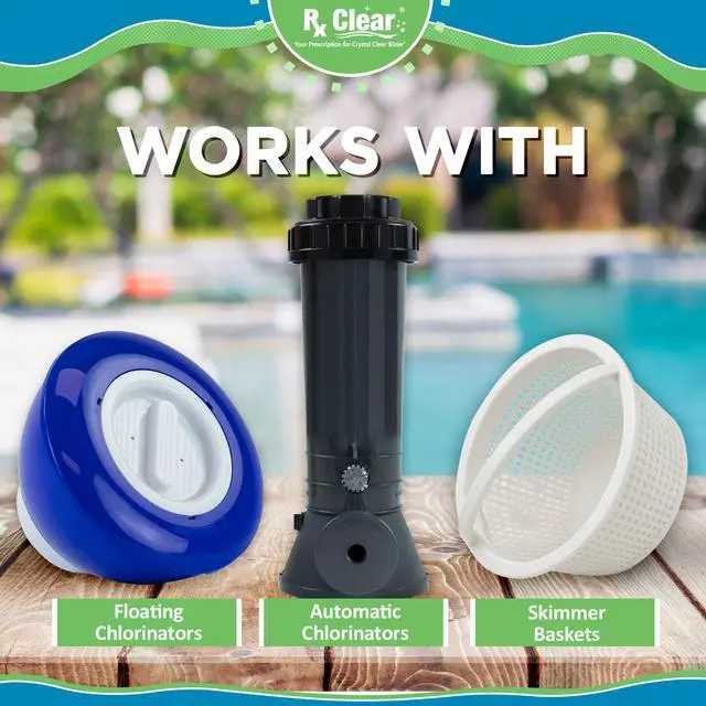 Alt view image 6 of 6 - 1" Inch Chlorine Tabs | 15 Pounds | Use Tablets as Bactericide, Algaecide, & Disinfectant in Swimming Pools | Stabilized, Long Lasting, Slow Dissolving, & UV Protected