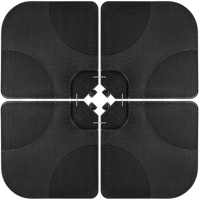 Main image of 4-Piece 155lb Capacity Heavy-Duty Cantilever Offset Patio Umbrella Stand Square Base Plate Set w/ Easy-Fill Spouts for Water or Sand - Black