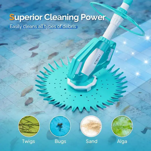 Alt view image 2 of 6 - Pool Vacuum Cleaner Automatic Sweeper Swimming Pool Creepy Crawler Vacuum with 33FT Hoses (Shining Blue)