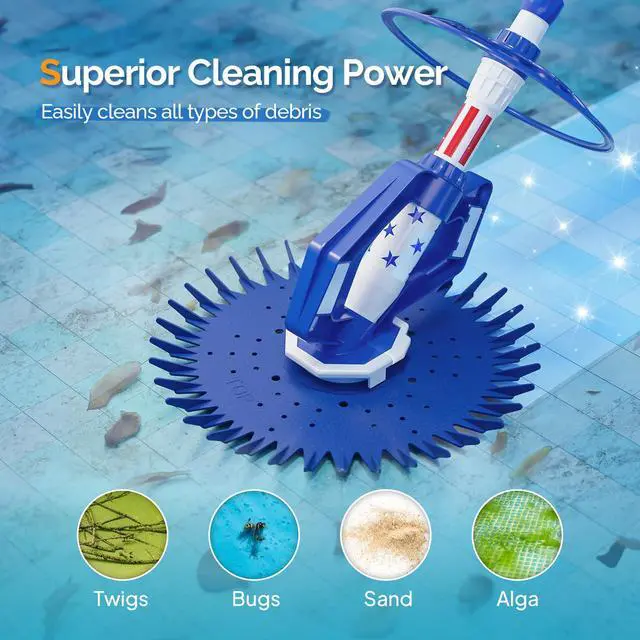 Alt view image 2 of 6 - Pool Vacuum Cleaner Automatic Sweeper Swimming Pool Creepy Crawler Vacuum with 33FT Hoses (Blue Star)