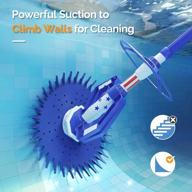 Alt view image 4 of 6 - Pool Vacuum Cleaner Automatic Sweeper Swimming Pool Creepy Crawler Vacuum with 33FT Hoses (Blue Star)