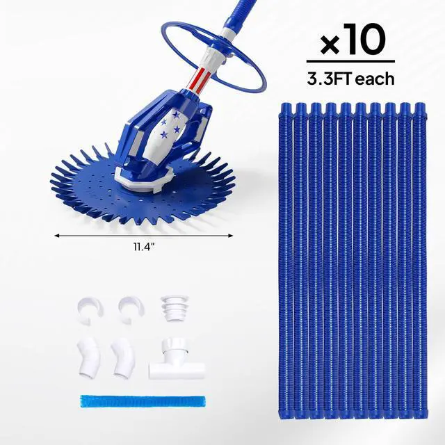 Alt view image 5 of 6 - Pool Vacuum Cleaner Automatic Sweeper Swimming Pool Creepy Crawler Vacuum with 33FT Hoses (Blue Star)