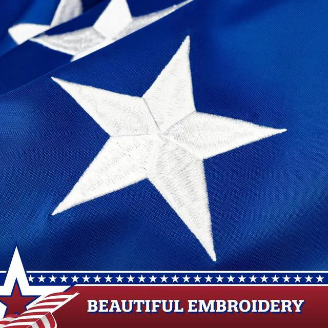 Alt view image 3 of 6 - 5 Pack: USA Pleated Fan Flag 1.5x3 Feet American USA Bunting Decoration Flags EMBROIDERED Patriotic Stars & Sewn Stripes Canvas Header and Brass Grommets