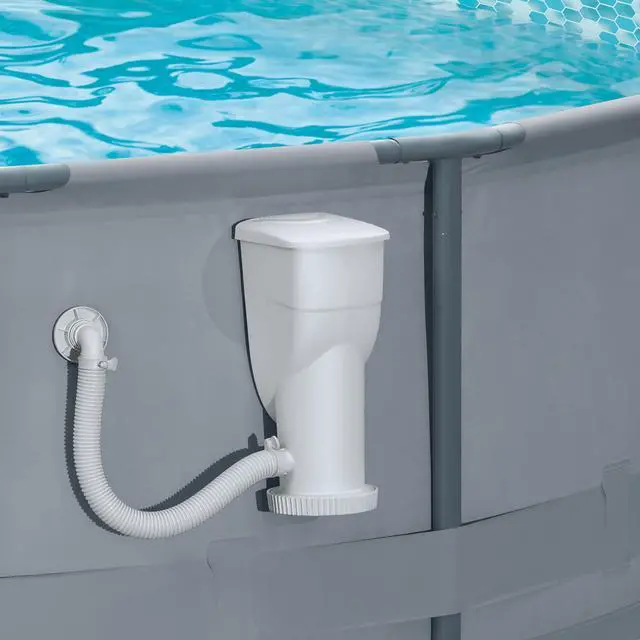 Alt view image 2 of 6 - SkimmerPlus 1000 GPH 2-in-1 Filter Pump and Skimmer System with Clamps and 1.5" Hose Fitting for Above Ground Swimming Pools