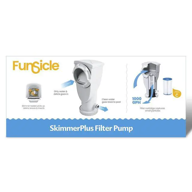 Alt view image 6 of 6 - SkimmerPlus 1000 GPH 2-in-1 Filter Pump and Skimmer System with Clamps and 1.5" Hose Fitting for Above Ground Swimming Pools