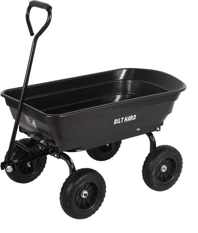 Main image of 4 Cu.Ft. 10" No-Flat Tires Poly Yard Dump Cart with 180° Rotating Handle, 600 lbs Capacity Heavy Duty Garden Carts and Wagons