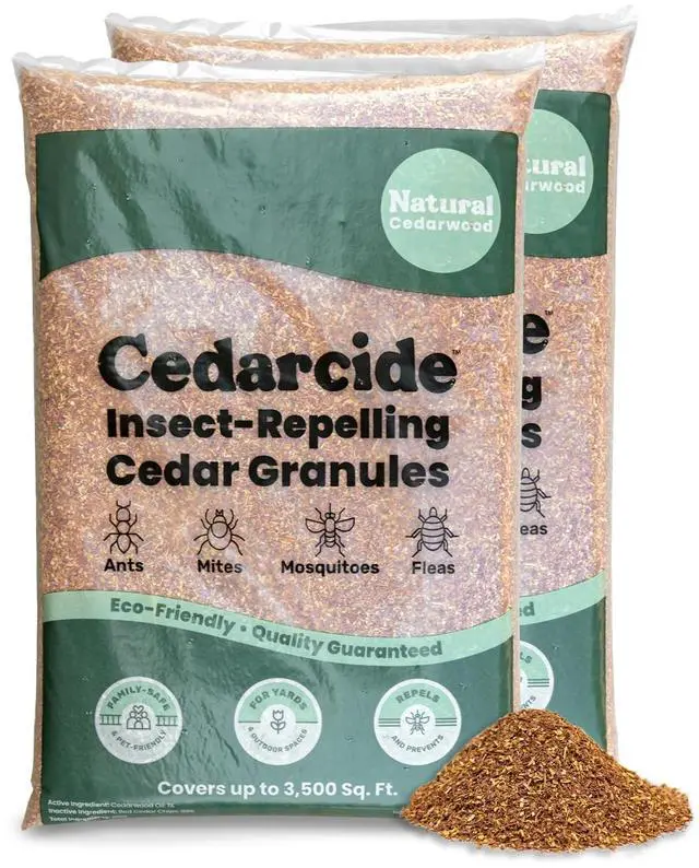 Main image of Lawn, Home & Garden Cedar Granules | Repels Fleas, Ants, Spiders & Mosquitoes | Smells Great, Easy to Use | Family & Pet Safe | 2 Bags (16 Lbs)