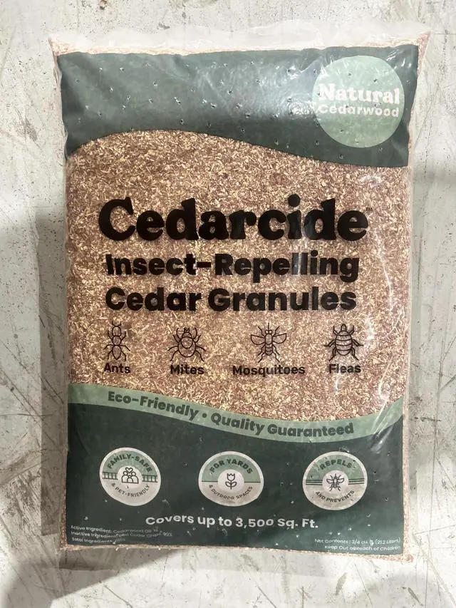 Alt view image 2 of 6 - Lawn, Home & Garden Cedar Granules | Repels Fleas, Ants, Spiders & Mosquitoes | Smells Great, Easy to Use | Family & Pet Safe | 2 Bags (16 Lbs)