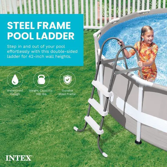 Alt view image 2 of 6 - Above Ground Steel Frame Swimming Pool Ladder for 42-in. Wall Height Pools