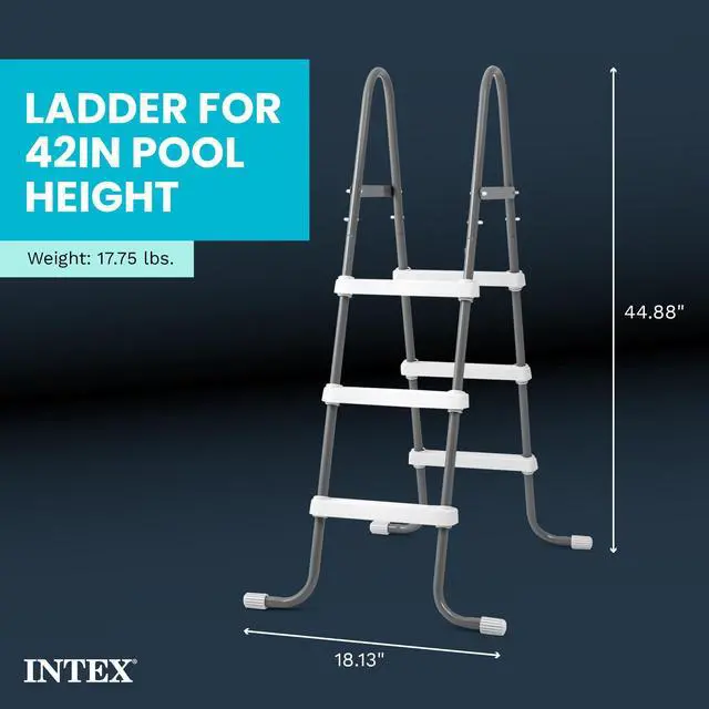Alt view image 3 of 6 - Above Ground Steel Frame Swimming Pool Ladder for 42-in. Wall Height Pools