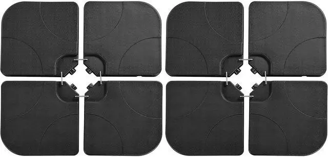 Main image of 4-Piece 200lb Cantilever Offset Filled with Water or Sand Umbrella Base Patio Market Stand with U Locking Square Shaped, Black, Set of 2