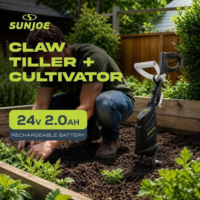 Alt view image 2 of 6 - Cordless Garden Claw Tiller & Cultivator with 4-Tine Steel Blades, Battery & Charger, 3.6 Inch, 24V, 150W Motor - Heavy-Duty Tilling Machine for Lawn, Yard, and Gardening Care, 24V-CTLR-LTE