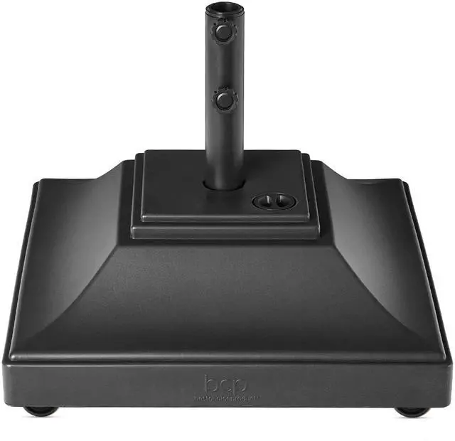 Main image of Fillable Mobile Umbrella Base, Heavy Duty Base, Square Tiered Market Stand for Patio, Deck, Outdoor w/ 4 Wheels, 2 Locks, 2 Knobs, 120lb Capacity - Black