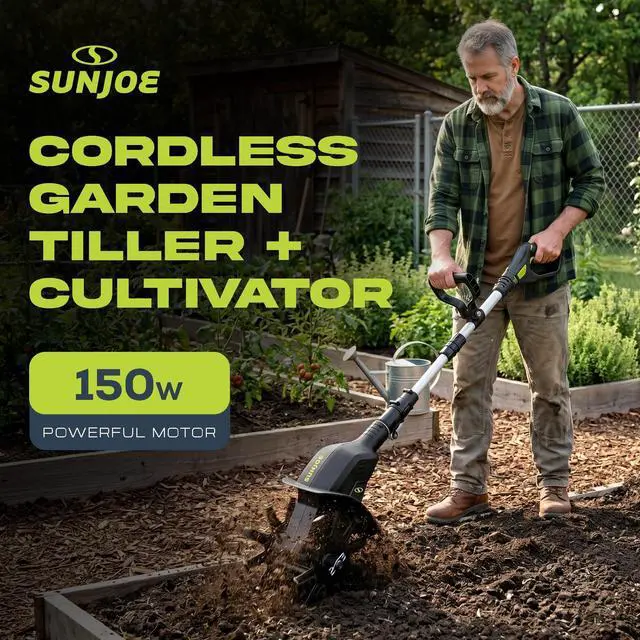 Alt view image 2 of 6 - Cordless Garden Tiller & Cultivator with Telescopic Pole, Auxiliary Handle & 6-Inch Steel Blades, 24V, Tool Only - Heavy-Duty Tilling Machine for Lawn, Yard, and Gardening Care, 24V-TLR-CT