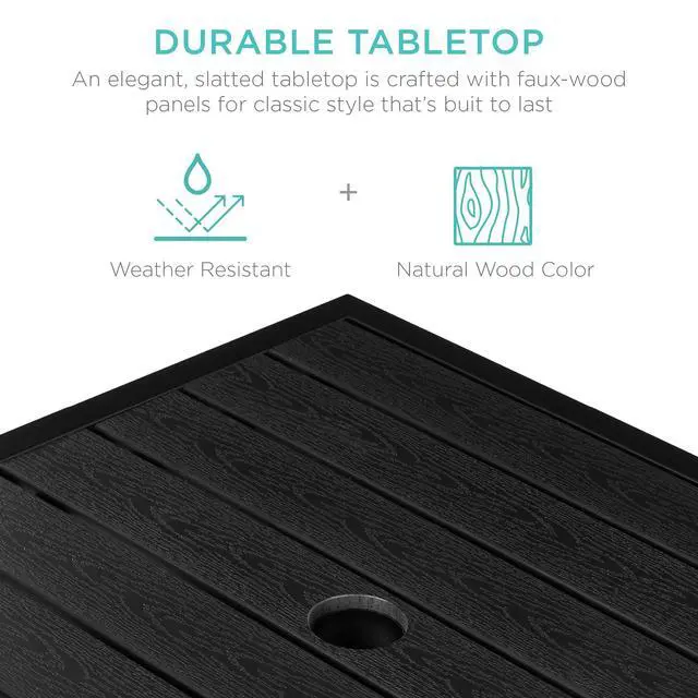 Alt view image 4 of 6 - Wicker Side Table with Umbrella Hole, Square PE Rattan Outdoor End Table for Patio, Garden, Poolside, Deck w/UV-Resistant Frame, Storage Space - Black