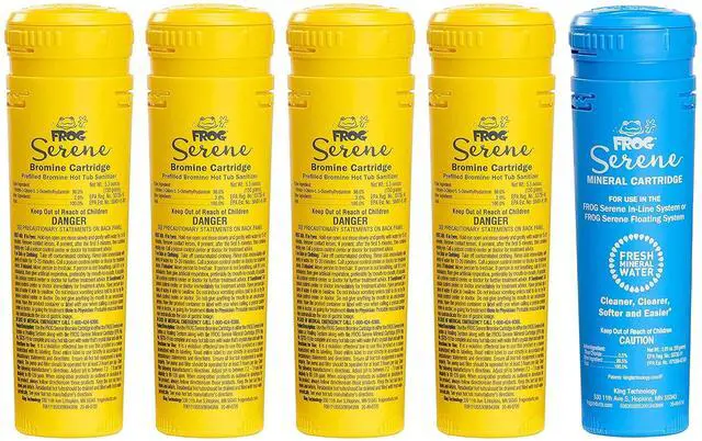 Main image of Serene Replacement Mineral and Bromine Cartridge Kit for use with Hot Tub Serene Floating Sanitizing System - Prefilled for Quick & Easy Hot Tub Maintenance - 4 Month Bundle