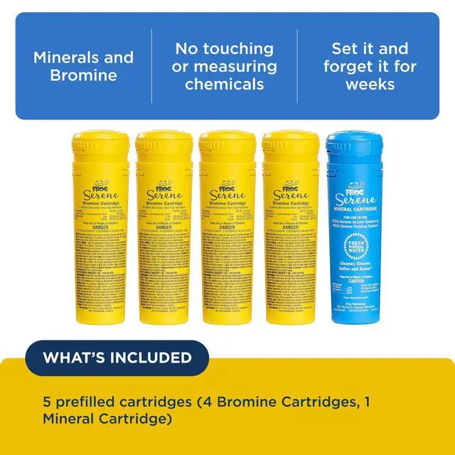 Alt view image 3 of 6 - Serene Replacement Mineral and Bromine Cartridge Kit for use with Hot Tub Serene Floating Sanitizing System - Prefilled for Quick & Easy Hot Tub Maintenance - 4 Month Bundle