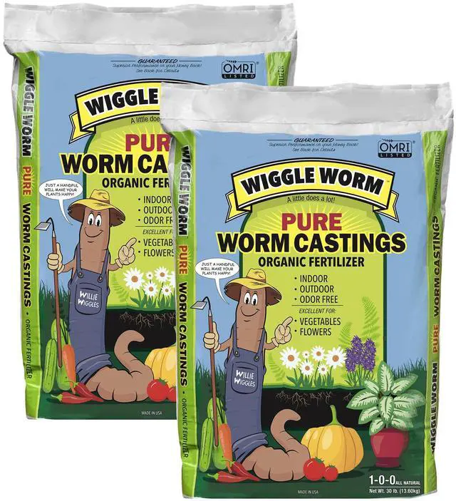 Main image of 100% Pure Organic Mineral-Dense Worm Castings Fertilizer, 30lbs, Pack of 2 - Improves Soil Fertility and Aeration for Growing Better Houseplants, Vegetables, and More